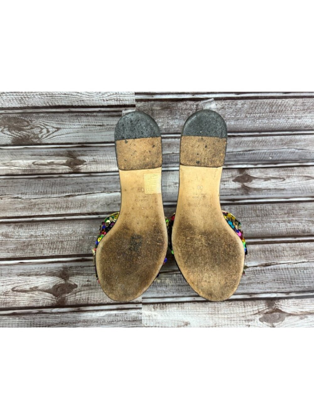Dolce Gabbana Bellucci Leather and Sequins Flat Slides Size 36 US 6 Multicolor - Picture 4 of 10